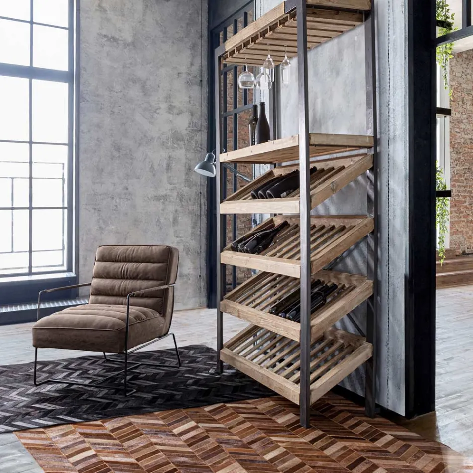 Klasyczny fotel ze stali i sztucznej skóry w kolorze brązowym lub czarnym - Kendy Viadurini