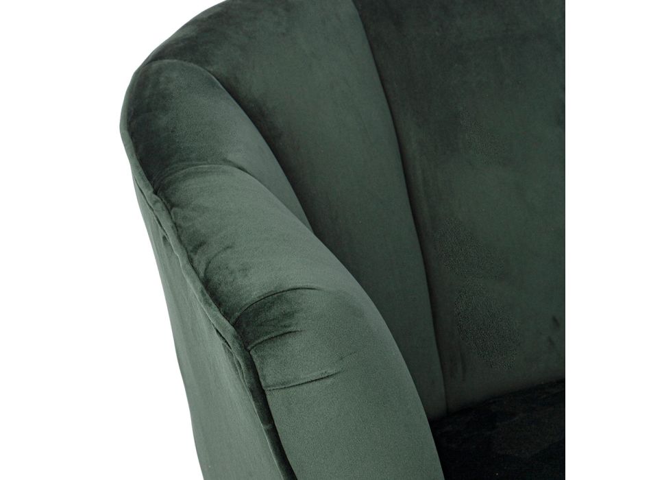 Klasyczny fotel z drewna sosnowego z efektem szarego lub zielonego aksamitu - Sammy Viadurini
