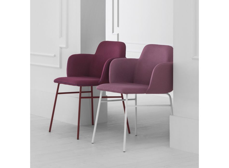 Wysokiej jakości kolorowy fotel z tkaniny i metalu wyprodukowany we Włoszech - Molde Viadurini