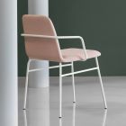 Luksusowy kolorowy fotel z tkaniny z metalową podstawą Made in Italy - Molde Viadurini