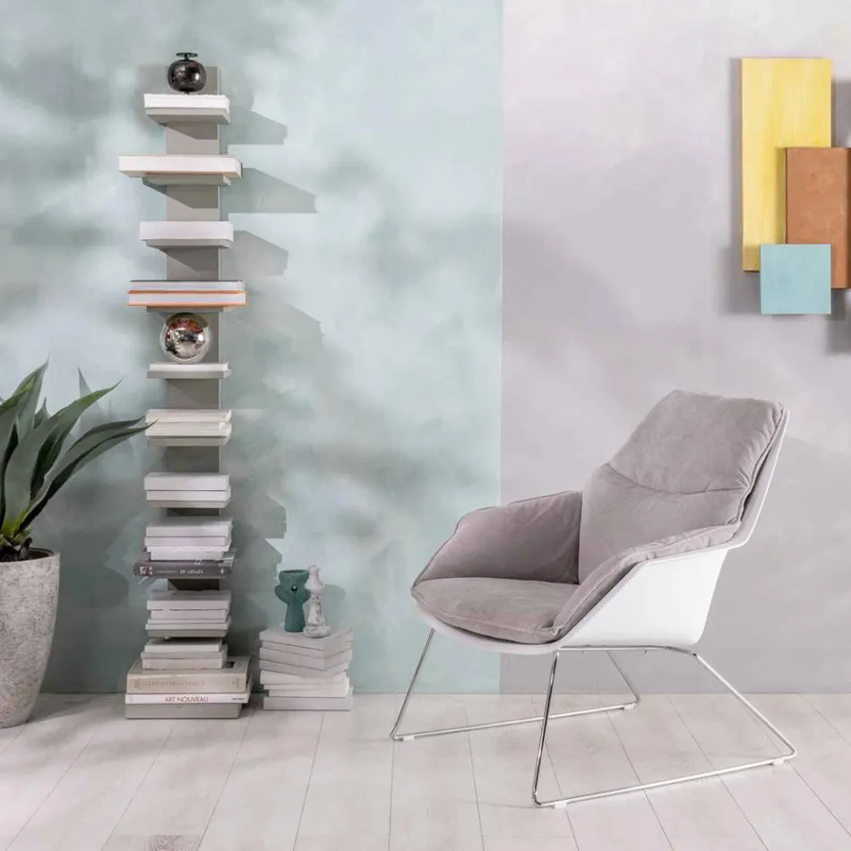 Fotel z metalową podstawą, strukturą polipropylenową i poduszkami z tkaniny - Tablet Viadurini