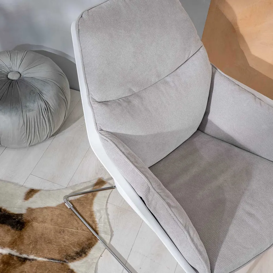 Fotel z metalową podstawą, strukturą polipropylenową i poduszkami z tkaniny - Tablet Viadurini