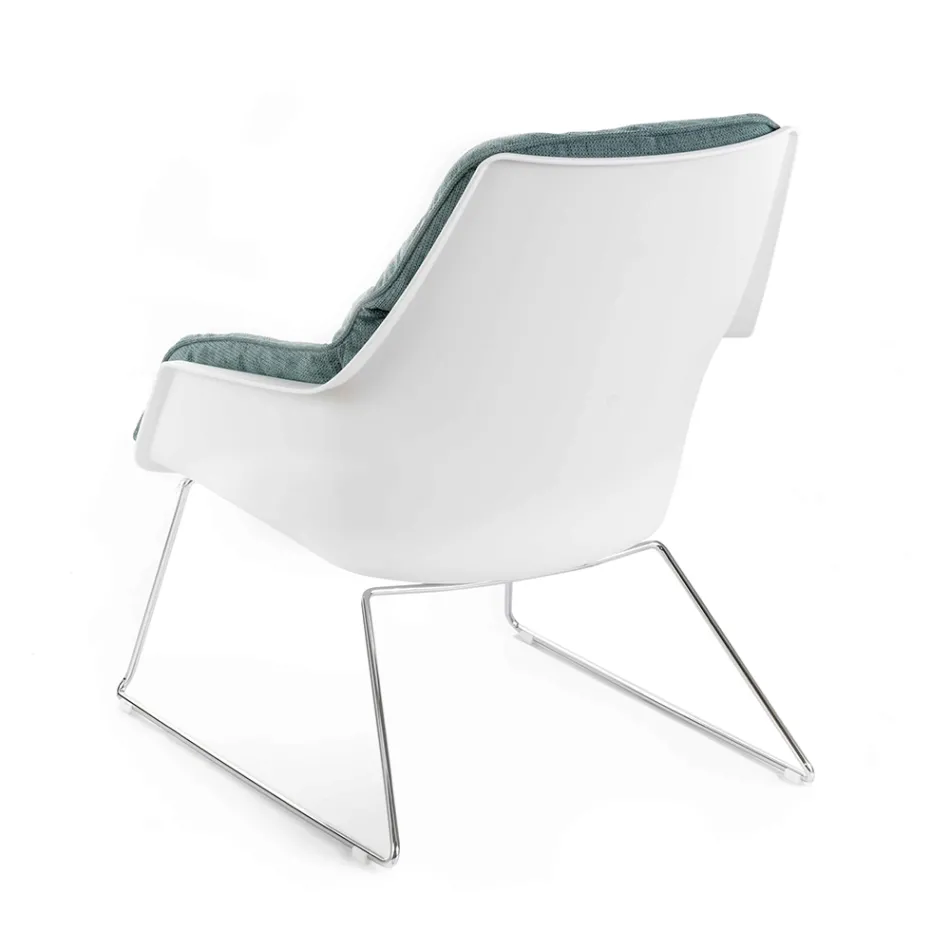 Fotel z metalową podstawą, strukturą polipropylenową i poduszkami z tkaniny - Tablet Viadurini