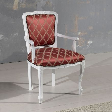 Fotel z podłokietnikami i konstrukcją z białego lakierowanego drewna Made in Italy - Cat Viadurini