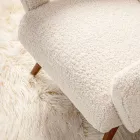 Fotel z podłokietnikami z drewna kauczukowego i siedziska z efektem wełny - Patrizia Viadurini