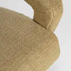 Fotel z podłokietnikami z drewna kauczukowego i siedziska z efektem wełny - Patrizia Viadurini