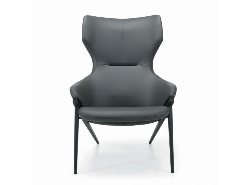 Fotel o konstrukcji stalowej i siedzisku z grafitowej ekoskóry Wyprodukowano we Włoszech - Reggio Viadurini
