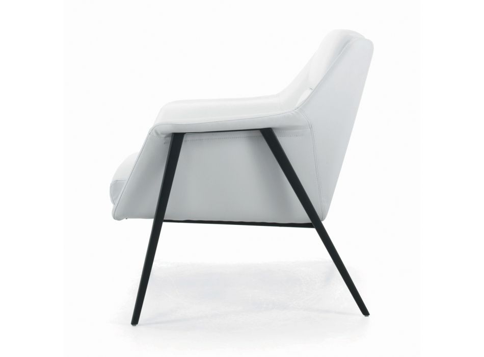 Fotel z czarną stalową konstrukcją i siedziskiem z ekoskóry Made in Italy - Modena Viadurini