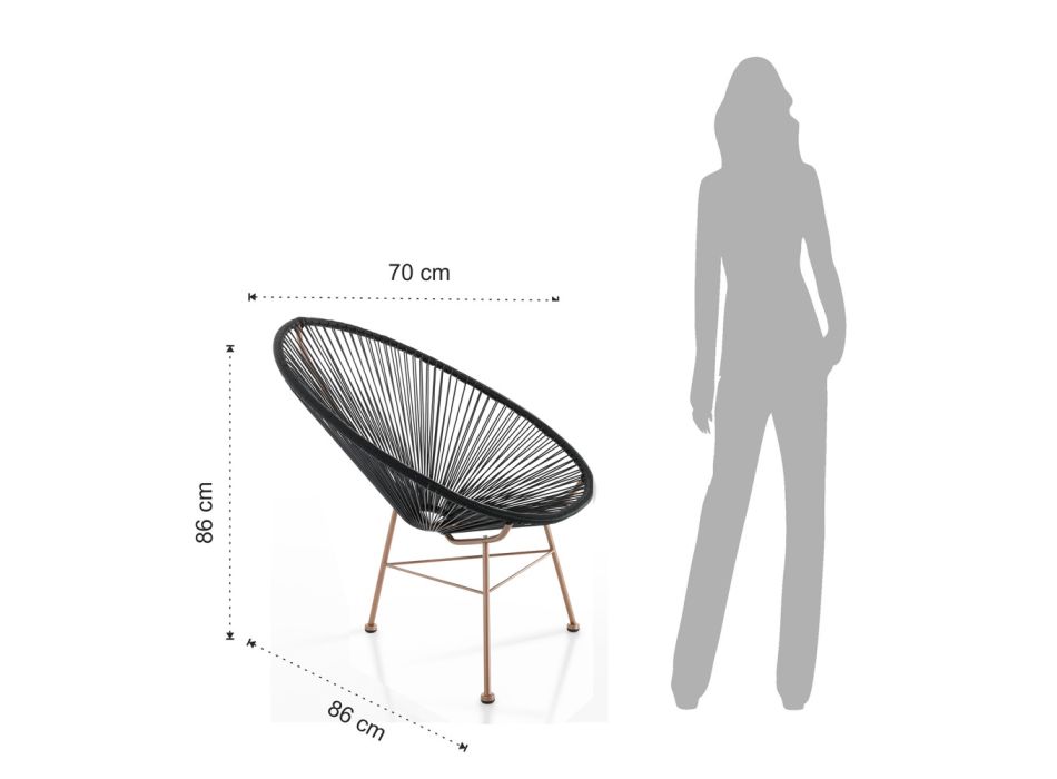 Fotel do użytku zewnętrznego i wewnętrznego z metalu i polirattanu - Erb Viadurini