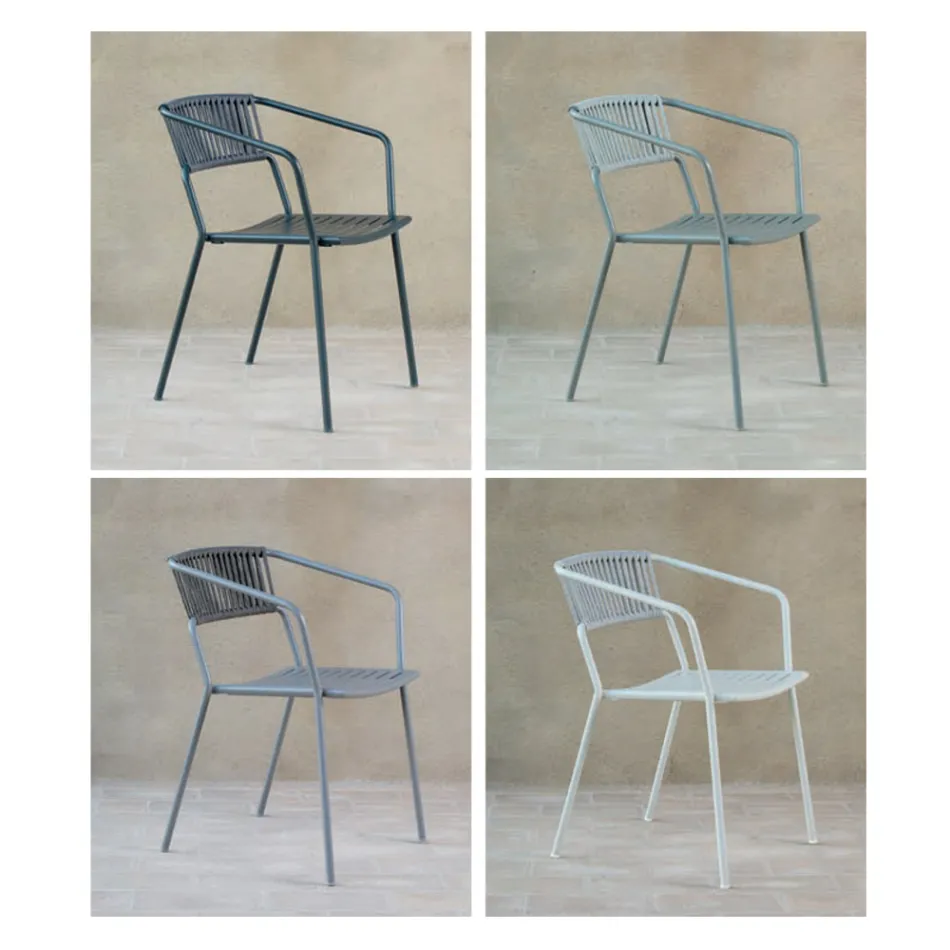 Fotel ogrodowy ze stali ocynkowanej do układania w stos Made in Italy 2 sztuki - Vesna Viadurini