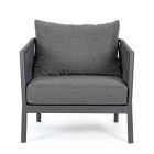Fotel ogrodowy z aluminium, liny i tkaniny w kolorze antracytowym, Homemotion - Shama Viadurini