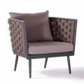 Fotel ogrodowy z aluminium i liny z poduszkami z tkaniny - Rasti