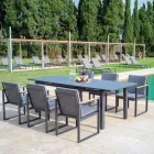 Fotel ogrodowy z aluminium lakierowanego liną żeglarską i tekiem - Chase Viadurini