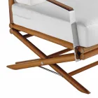 Fotel ogrodowy z naturalnego drewna lub błyszczącej lub matowej czerni i poduszka - Suzana Viadurini