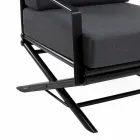 Fotel ogrodowy z naturalnego drewna lub błyszczącej lub matowej czerni i poduszka - Suzana Viadurini