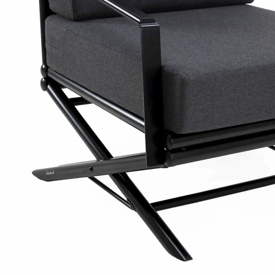 Fotel ogrodowy z naturalnego drewna lub błyszczącej lub matowej czerni i poduszka - Suzana Viadurini