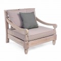 Homemotion - Fotel na zewnątrz z drewna teakowego w stylu rustykalnym Nusadua