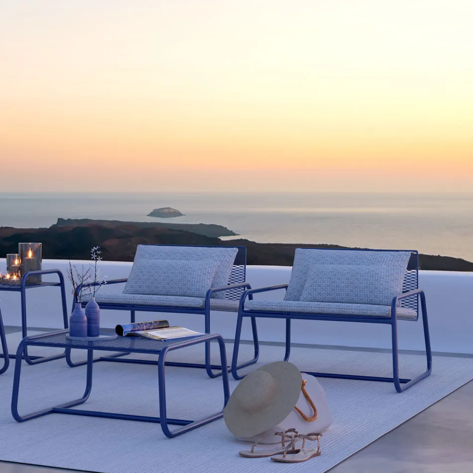 Metalowy fotel ogrodowy z luksusową poduszką Made in Italy - Karol Viadurini