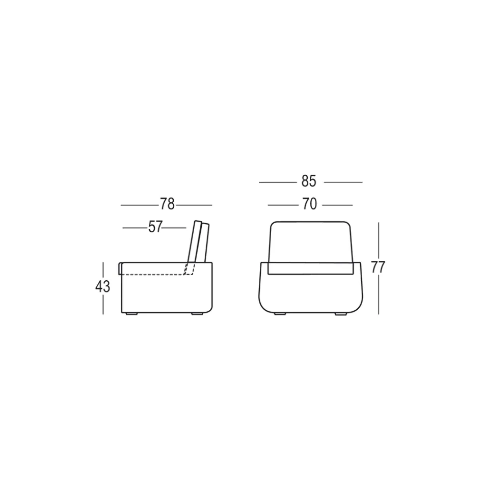 Fotel ogrodowy z polietylenu z poduszką z tkaniny Made in Italy - Belida Viadurini