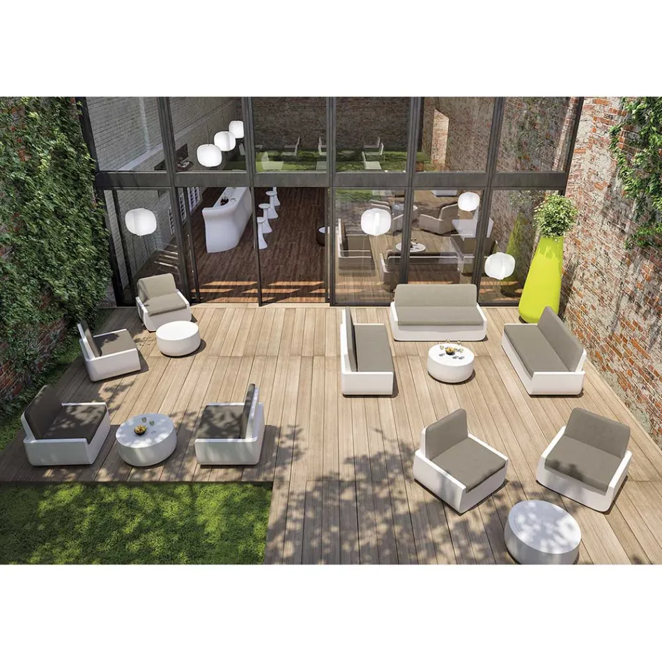 Fotel ogrodowy z polietylenu z poduszką z tkaniny Made in Italy - Belida Viadurini