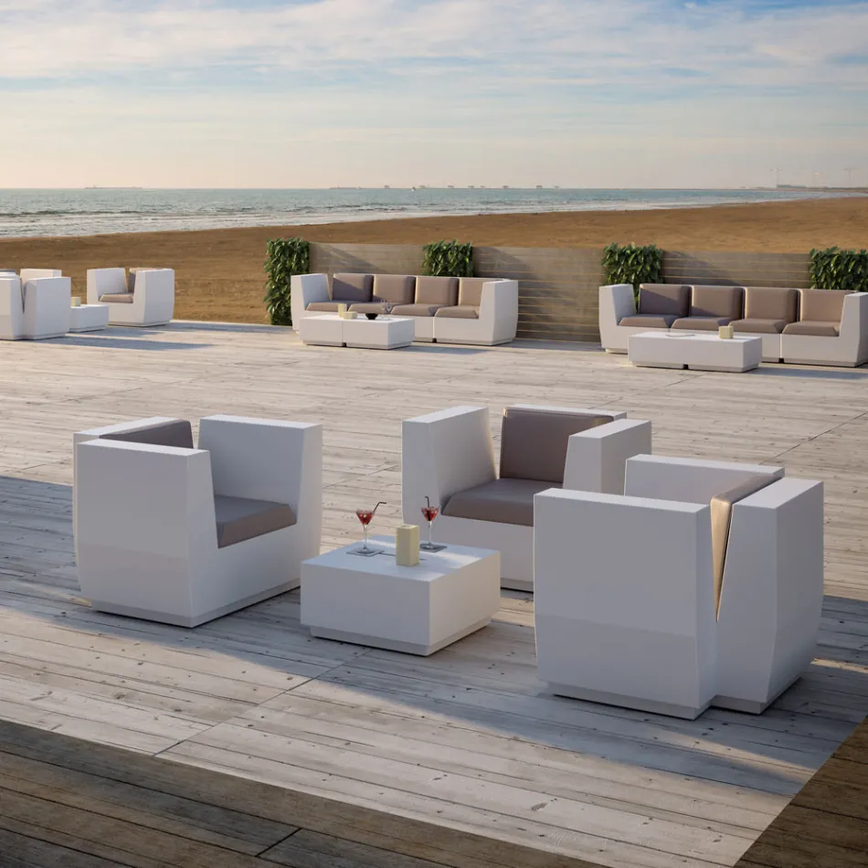 Fotel ogrodowy z polietylenu z poduszką Made in Italy - Chiabotto Viadurini