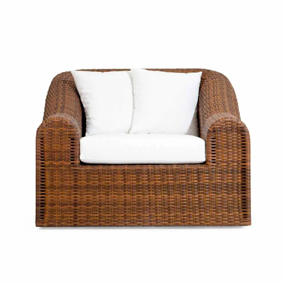 polietylen odkryty fotel tkane ręcznie Cooper projekt Viadurini