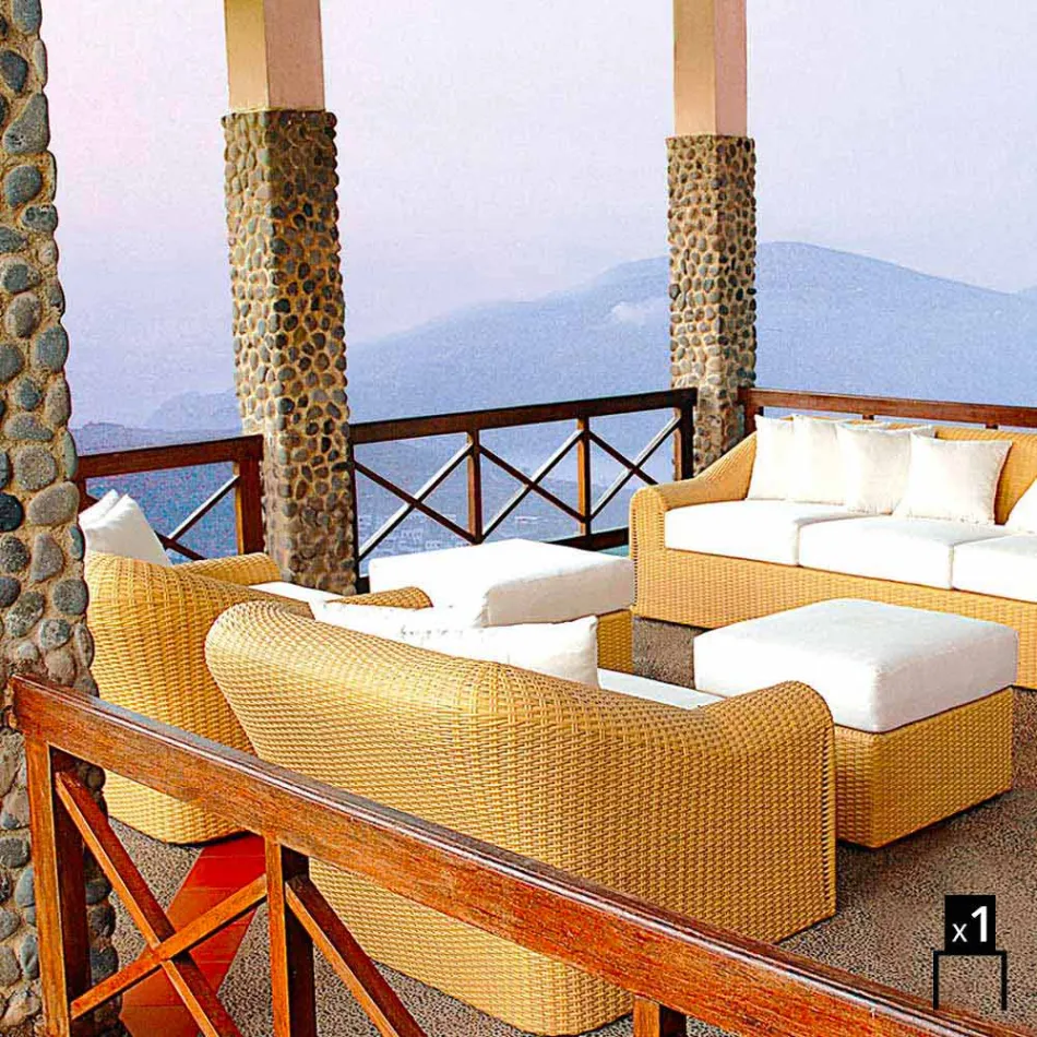 polietylen odkryty fotel tkane ręcznie Cooper projekt Viadurini