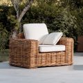 Fotel ogrodowy z naturalnego rattanu z poduszkami w zestawie - Keira