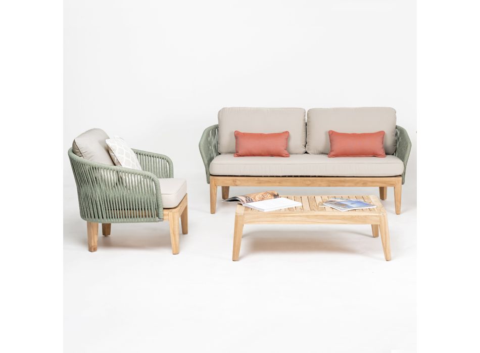 Fotel ogrodowy z drewna tekowego i polietylenu - Jhon Viadurini