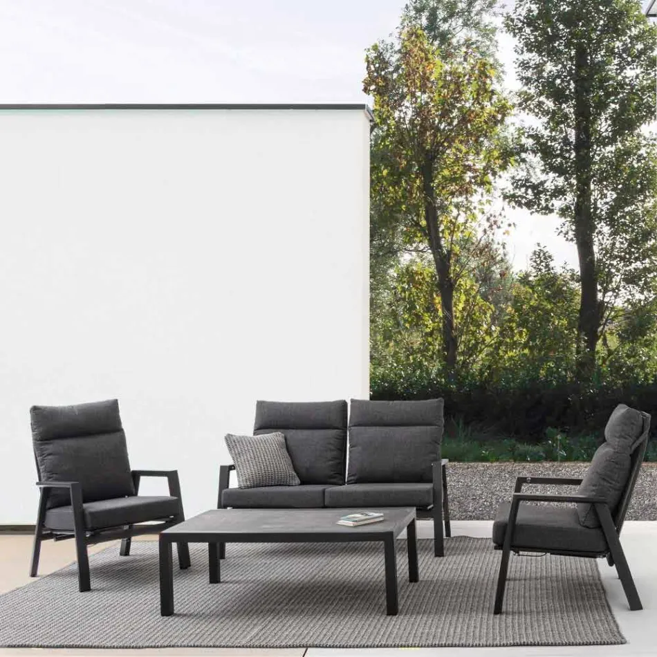 Rozkładany fotel ogrodowy z tkaniny i aluminium, 2 sztuki - Nathy Viadurini