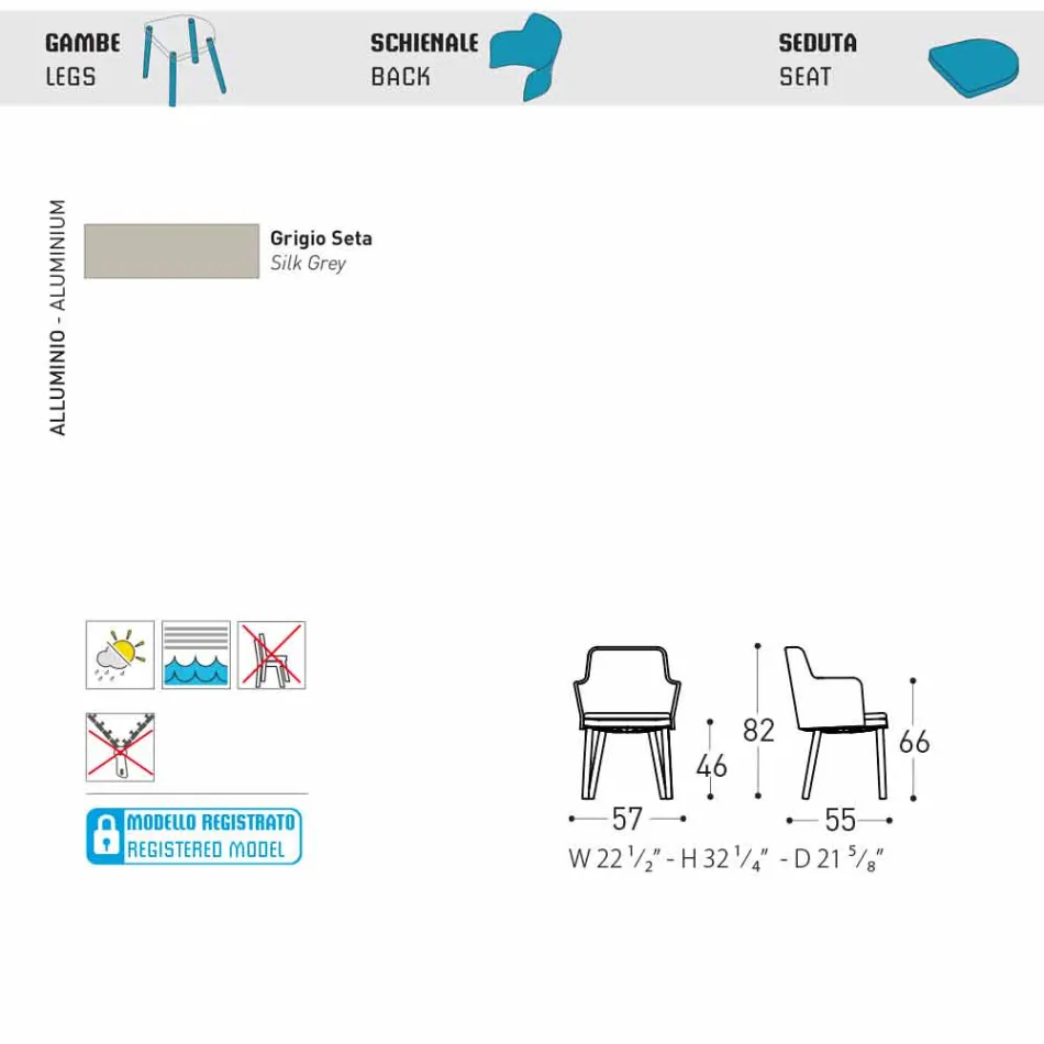 Zaprojektuj fotel Varaschin Emma z aluminium i tkaniny Viadurini