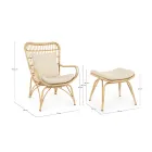 Fotel ogrodowy z podnóżkiem i tkaniną z włókien syntetycznych - Matter Viadurini