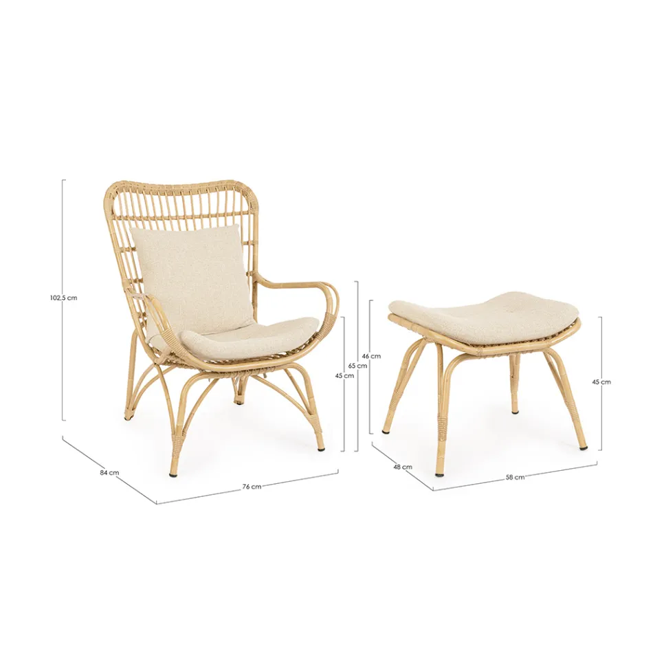 Fotel ogrodowy z podnóżkiem i tkaniną z włókien syntetycznych - Matter Viadurini