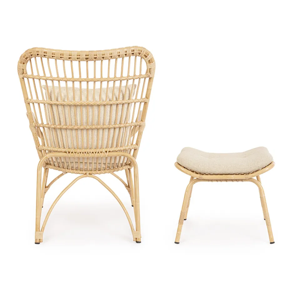 Fotel ogrodowy z podnóżkiem i tkaniną z włókien syntetycznych - Matter Viadurini