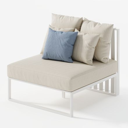 Fotel ogrodowy z siedziskiem z tkaniny i aluminiową konstrukcją Made in Italy - Juliediv Viadurini