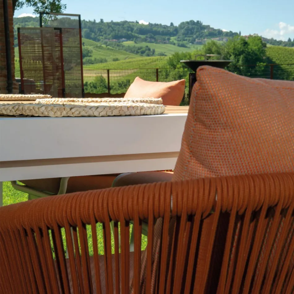 Krzesło ogrodowe z aluminiową ramą i linami z poduszkami - namiot Viadurini