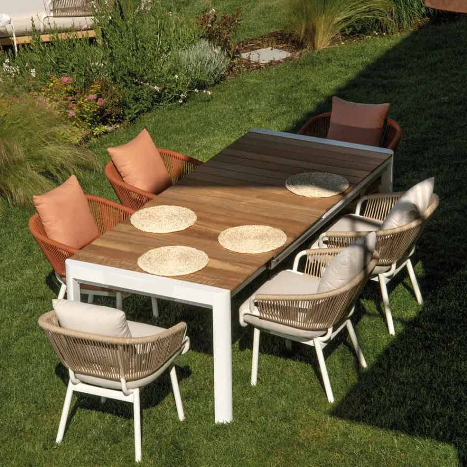 Krzesło ogrodowe z aluminiową ramą i linami z poduszkami - namiot Viadurini