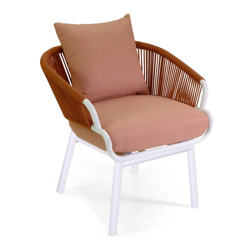 Krzesło ogrodowe z aluminiową ramą i linami z poduszkami - namiot Viadurini