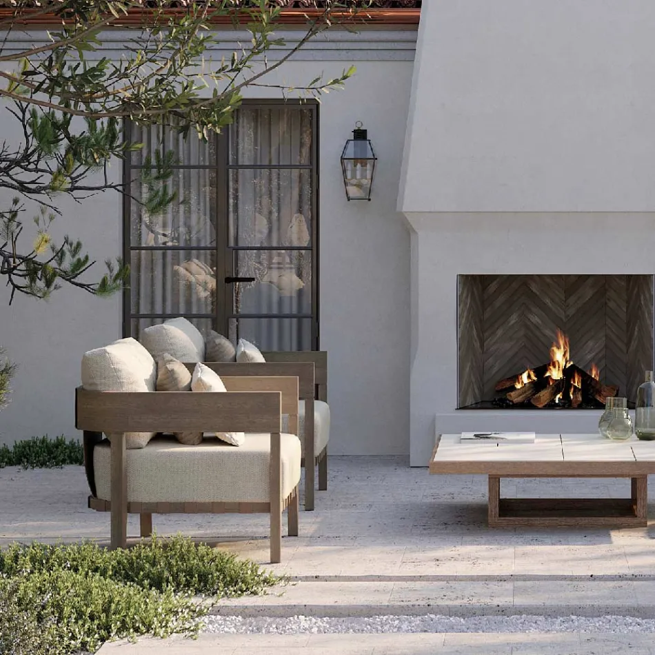 Krzesło ogrodowe z ramą z drewna tekowego wyprodukowane we Włoszech - Briga Viadurini