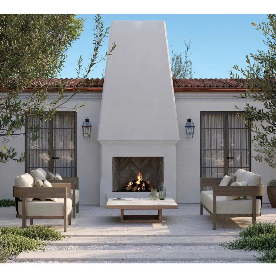 Krzesło ogrodowe z ramą z drewna tekowego wyprodukowane we Włoszech - Briga Viadurini