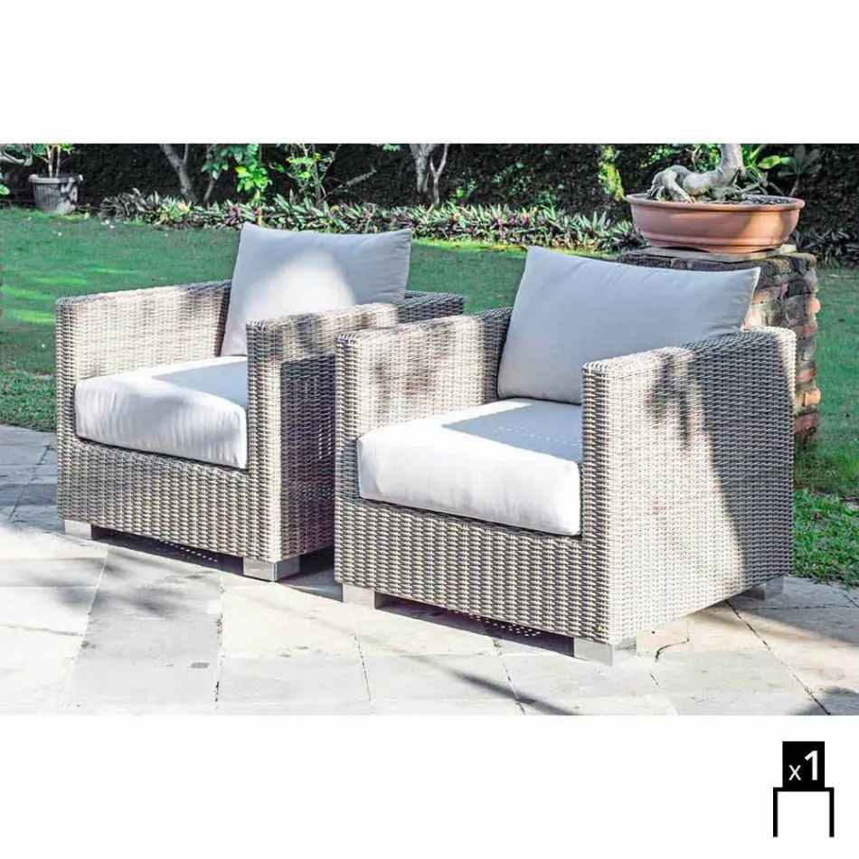 Fotel ogrodowy ręcznie tkane konstrukcja Elsa Viadurini