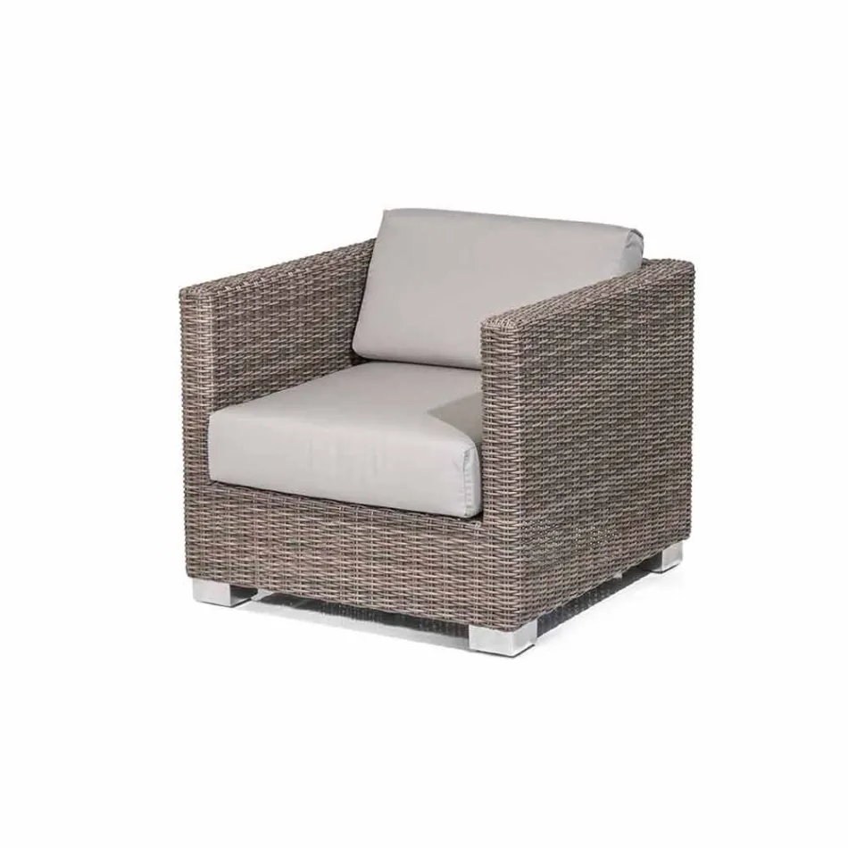 Fotel ogrodowy ręcznie tkane konstrukcja Elsa Viadurini