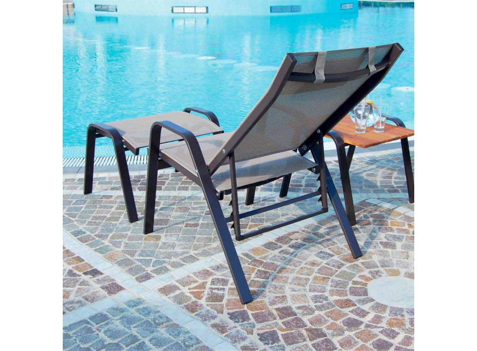 Aluminiowy fotel ogrodowy z podnóżkiem Made in Italy - Camillo
