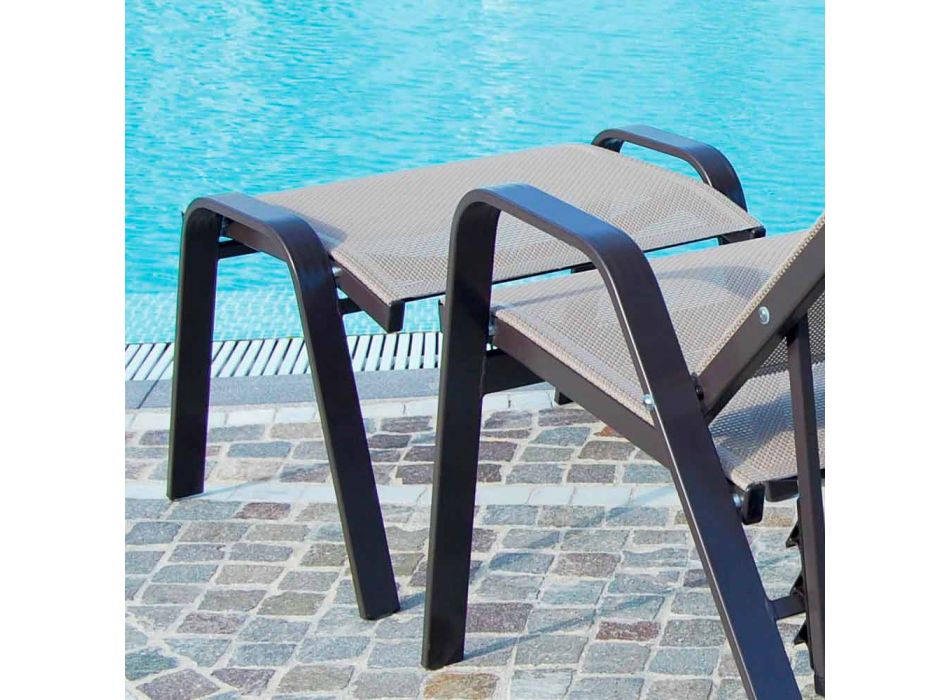 Aluminiowy fotel ogrodowy z podnóżkiem Made in Italy - Camillo Viadurini