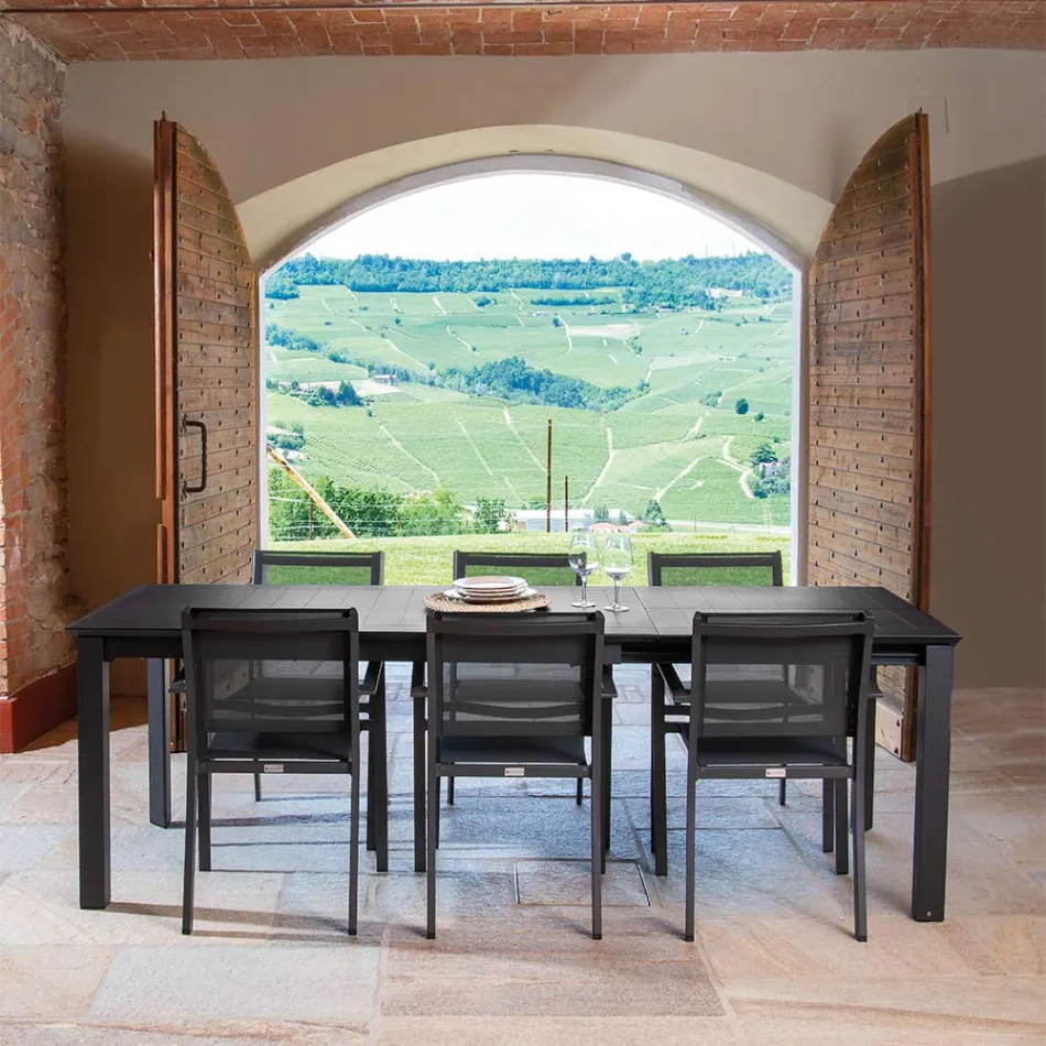 Krzesło ogrodowe z aluminium i tekstylenu z różnymi wykończeniami - Notebook Viadurini