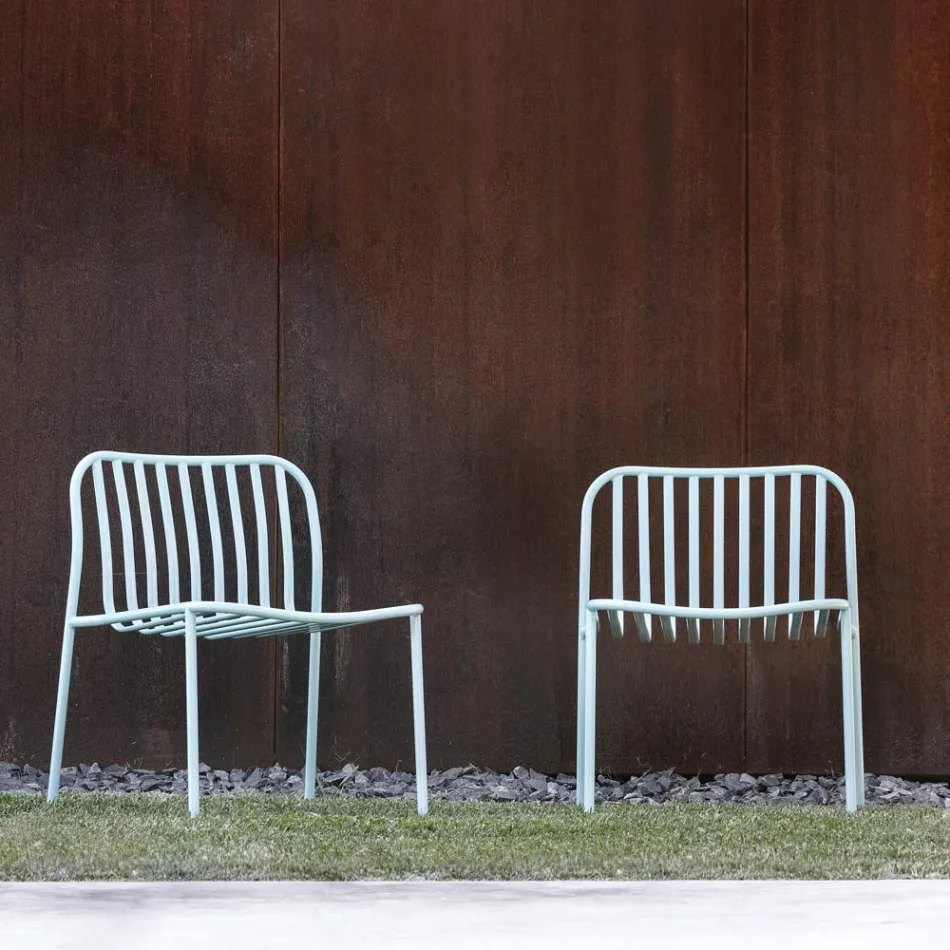 Metalowy fotel ogrodowy do układania w stosy Made in Italy 2 sztuki - Simply Viadurini