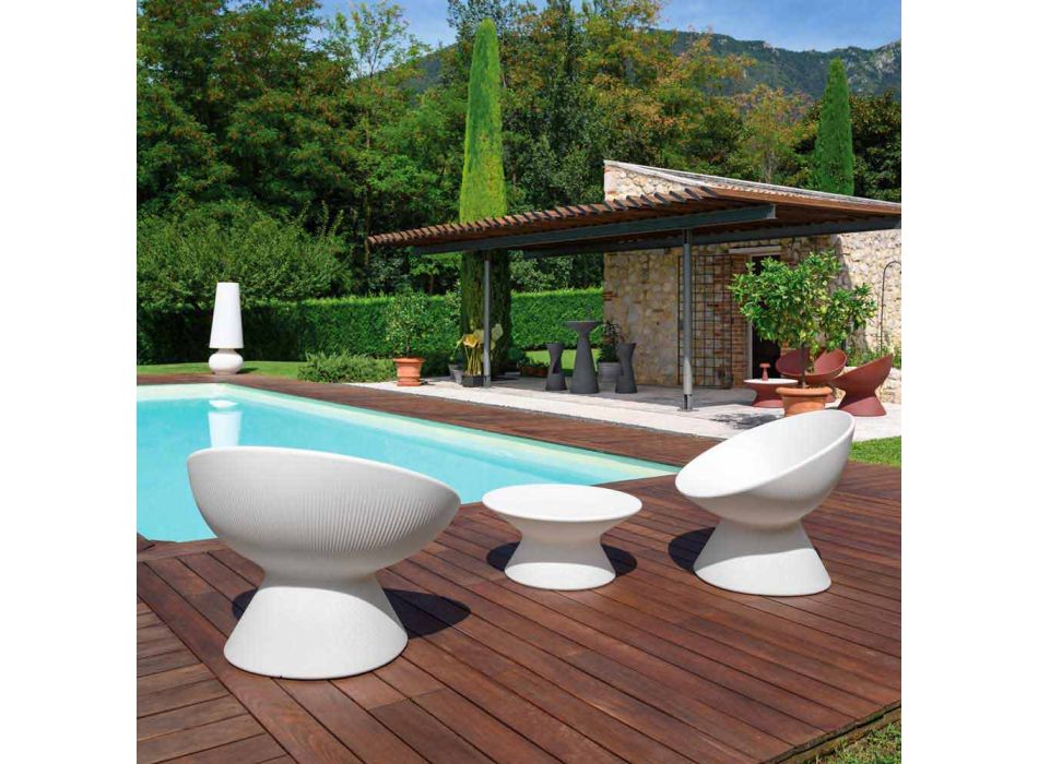 Fotel ogrodowy z nowoczesnego kolorowego polietylenu Made in Italy - Desmond Viadurini