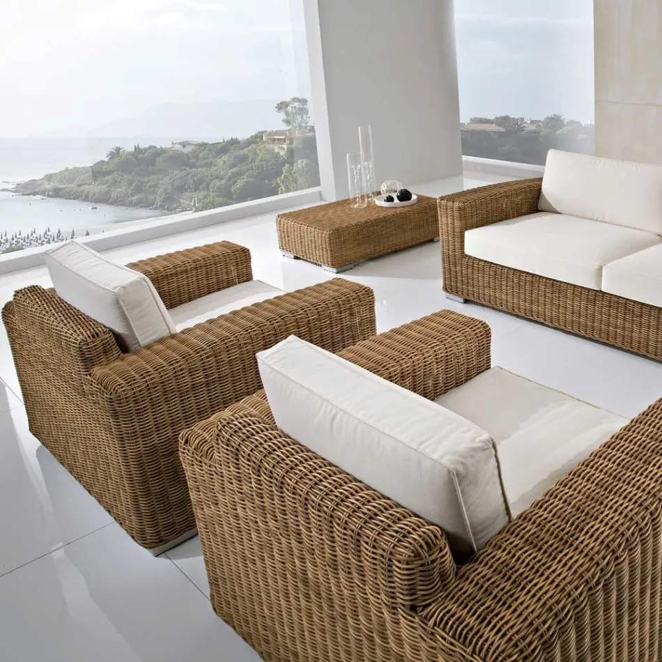 Fotel ogrodowy z ręcznie tkanego polirattanu - Yoko Viadurini