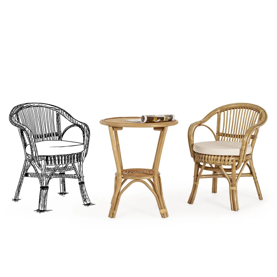 Fotel ogrodowy z naturalnego rattanu do użytku na zewnątrz - Sporalizia Viadurini