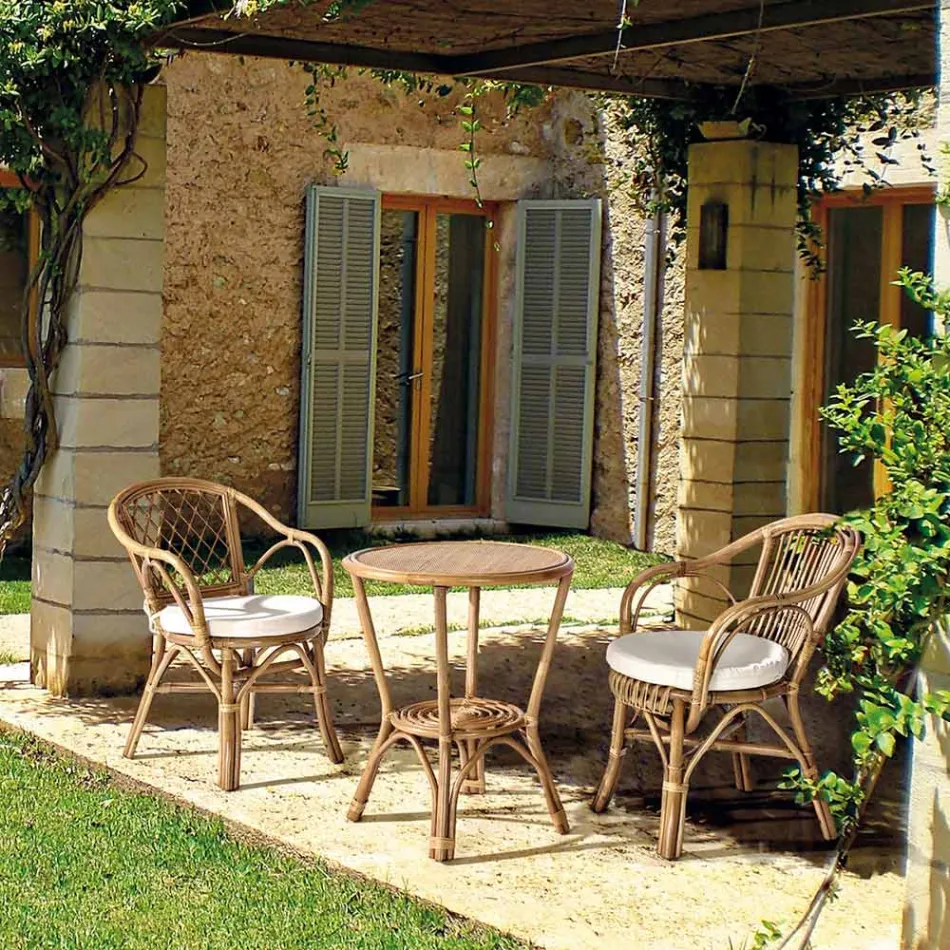 Fotel ogrodowy z naturalnego rattanu do użytku na zewnątrz - Sporalizia Viadurini